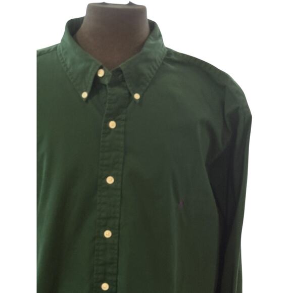 Polo Ralph Lauren 3XB Big Button Down Dress Shirt Men Classic Fit Dark Green - Picture 2 of 5